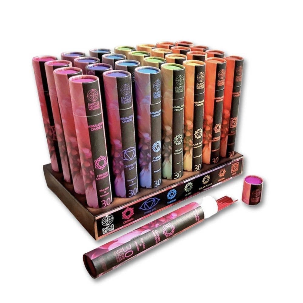 Set of 28 EE Himalayan Chakra Incense Sticks with Wooden Dis