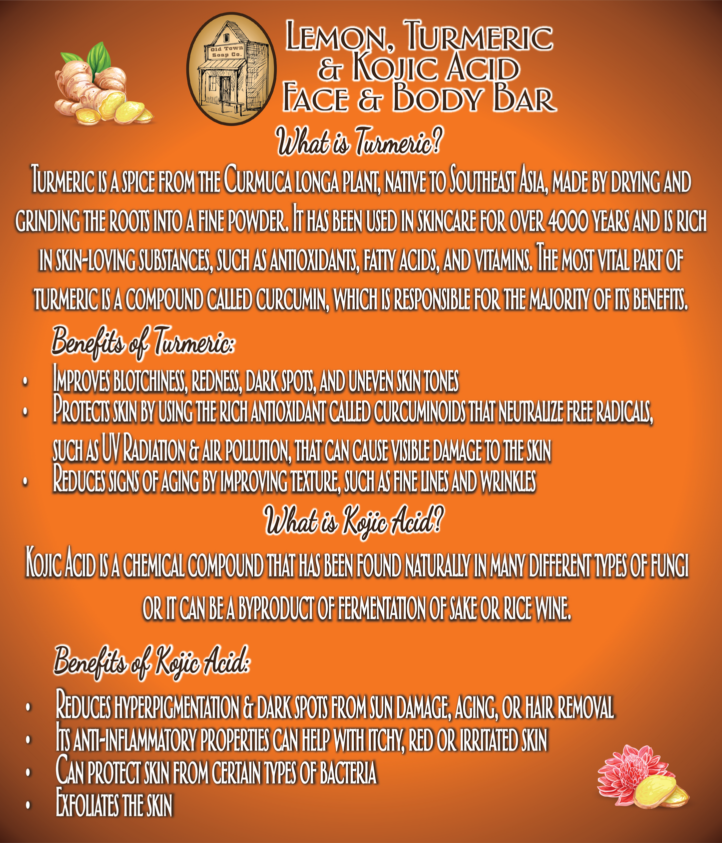 Lemon, Turmeric & Kojic Acid Face & Body Bar