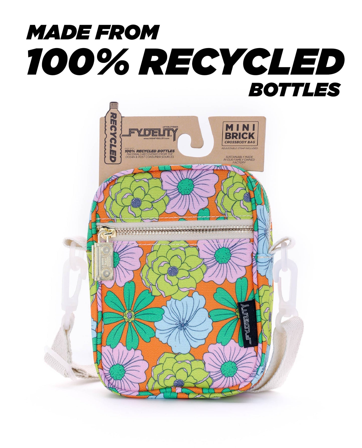 Crossbody Mini Brick Bag | Recycled RPET | Floral Ora
