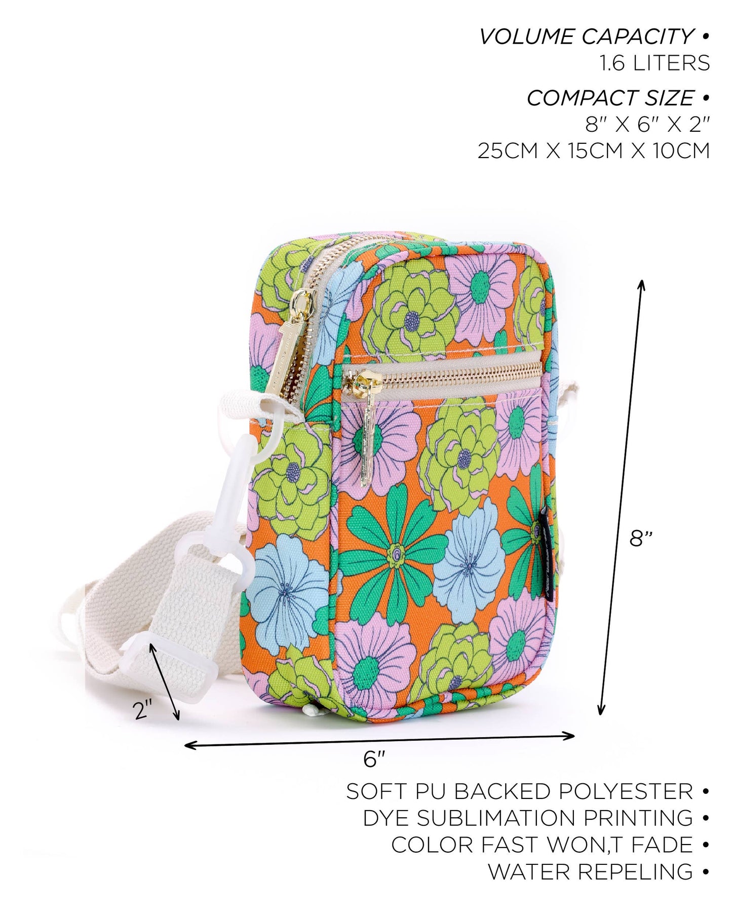 Crossbody Mini Brick Bag | Recycled RPET | Floral Ora