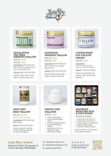 Vanilla Whipped Tallow Moisturizer | 100% Natural Skincare
