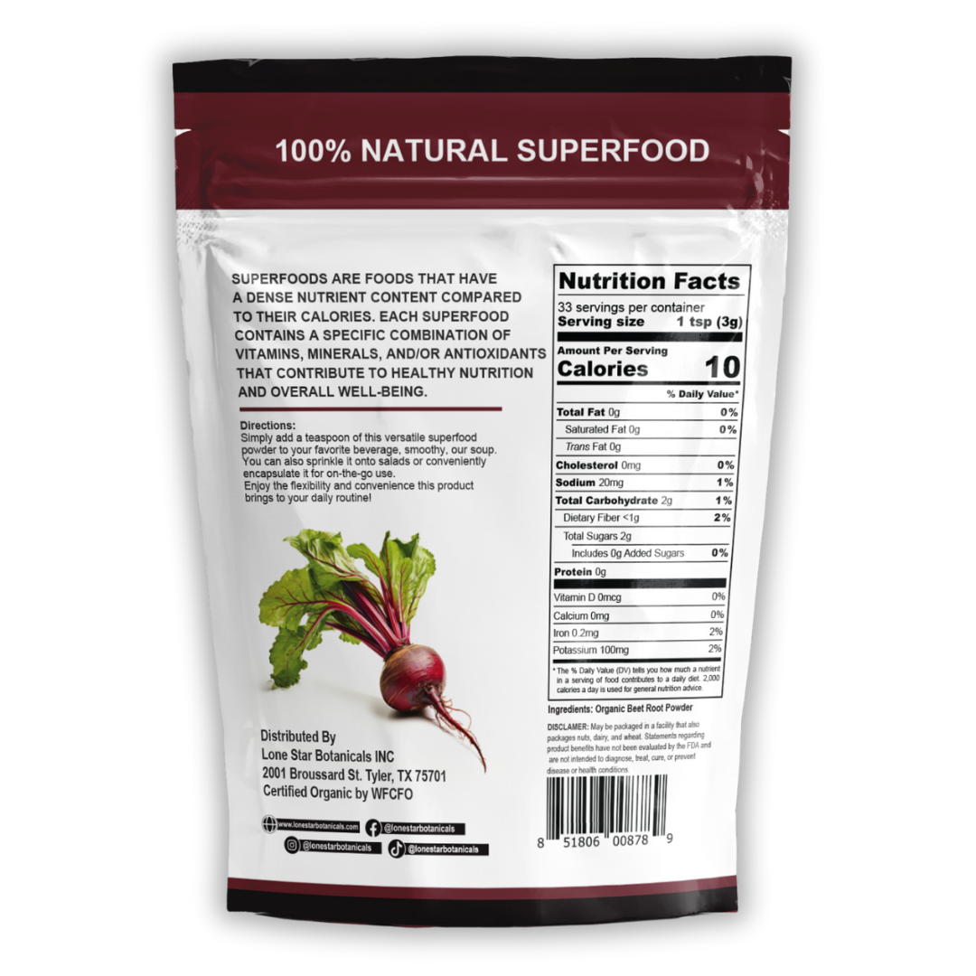 Organic Beet Root Powder -- 3.52 oz