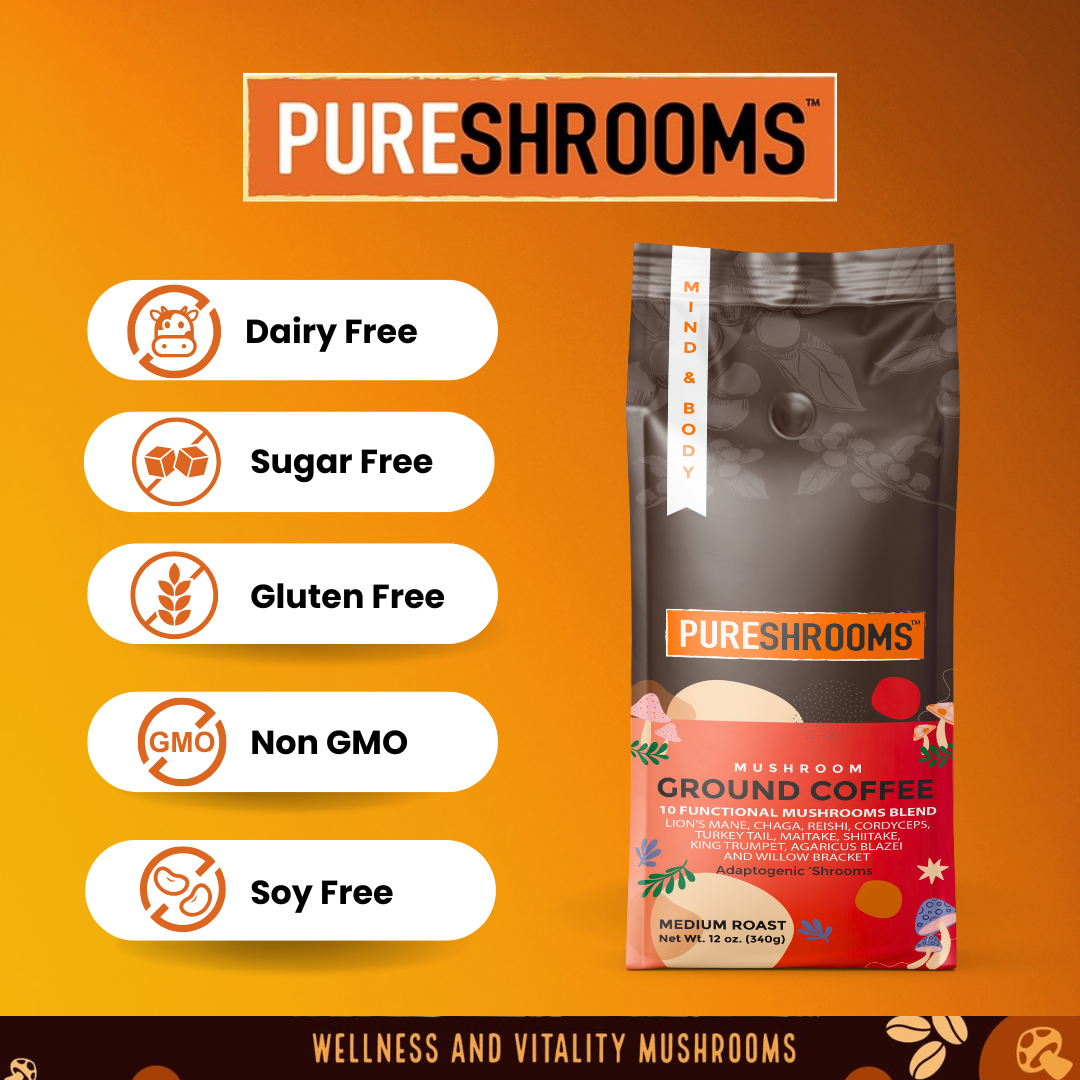 PureShrooms Perfect 10 Mushroom Ground Coffee | Best Seller