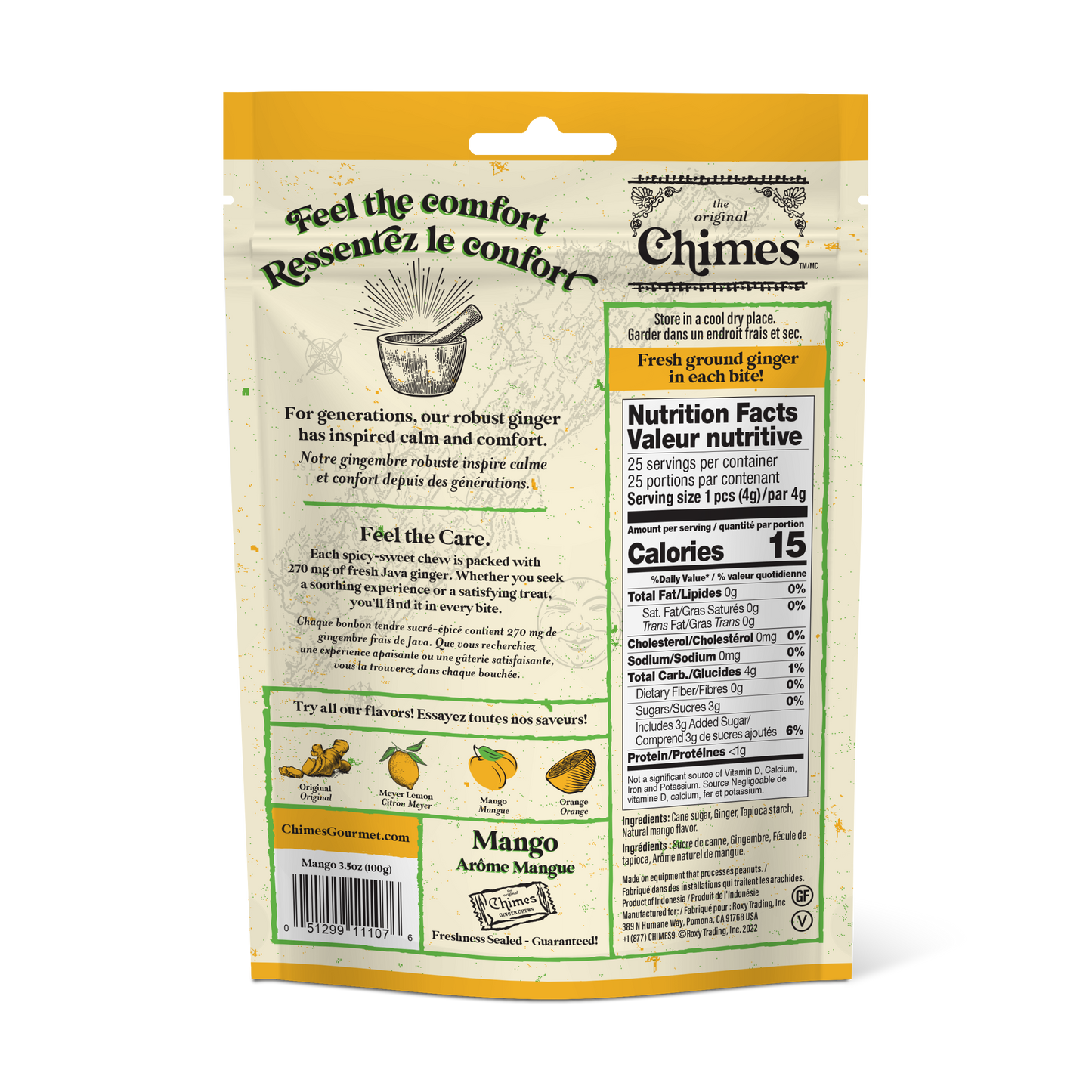 Chimes Mango Ginger Chews Candy - 3.5 oz Bag