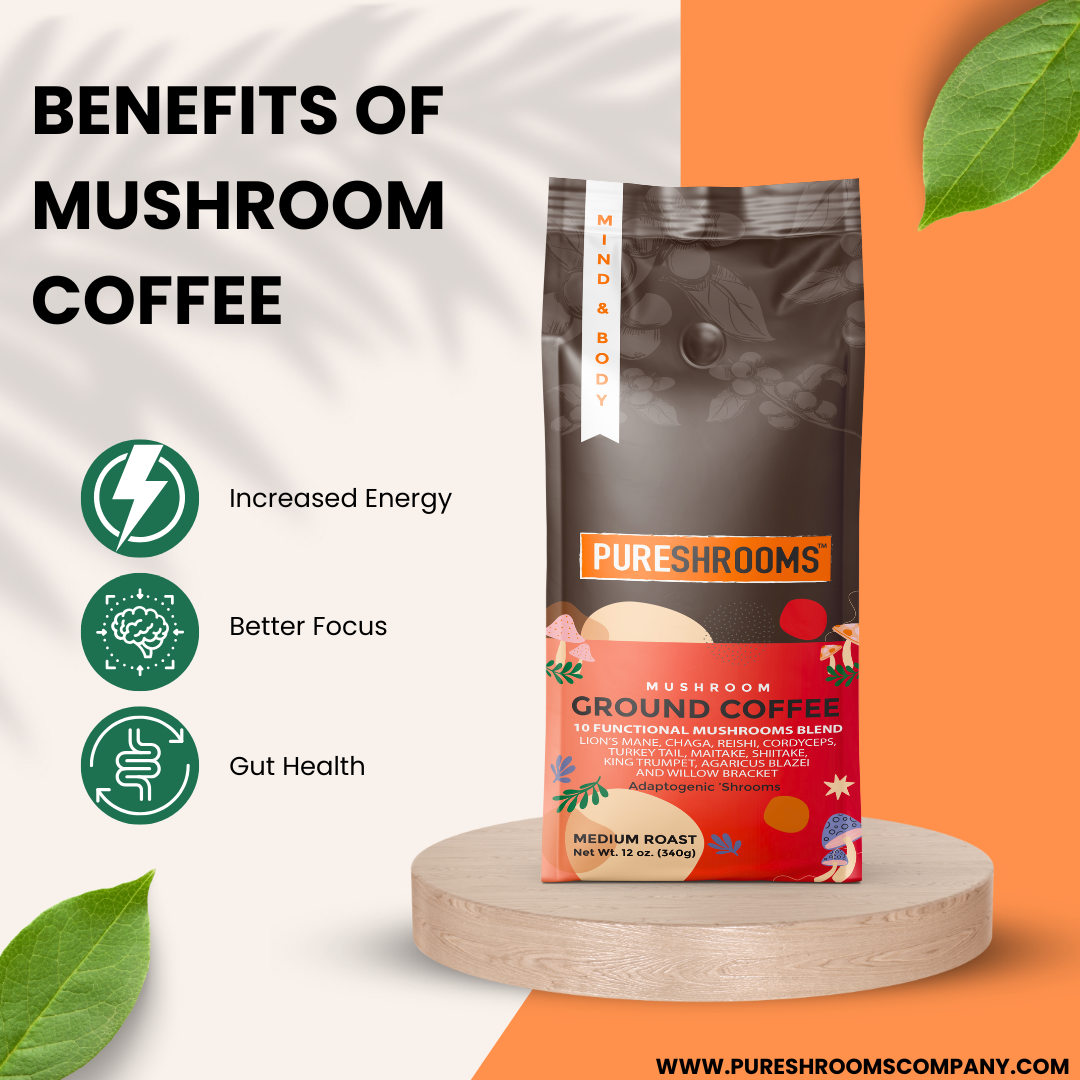 PureShrooms Perfect 10 Mushroom Ground Coffee | Best Seller