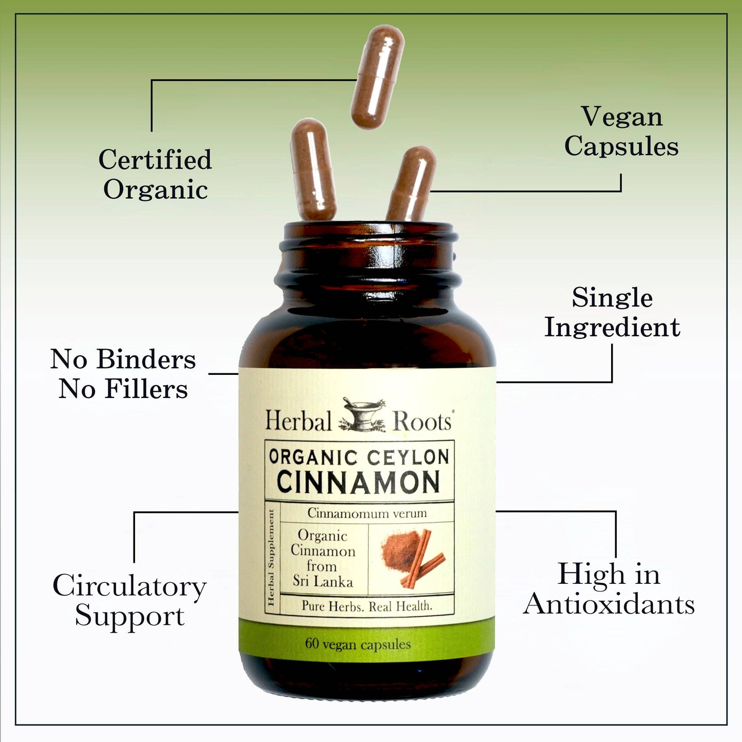 Herbal Roots Organic Ceylon Cinnamon Capsules