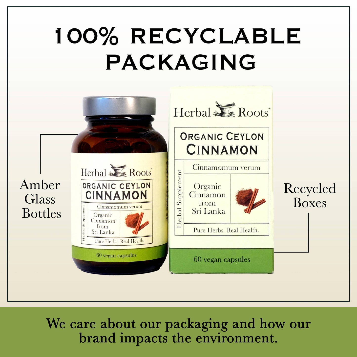 Herbal Roots Organic Ceylon Cinnamon Capsules