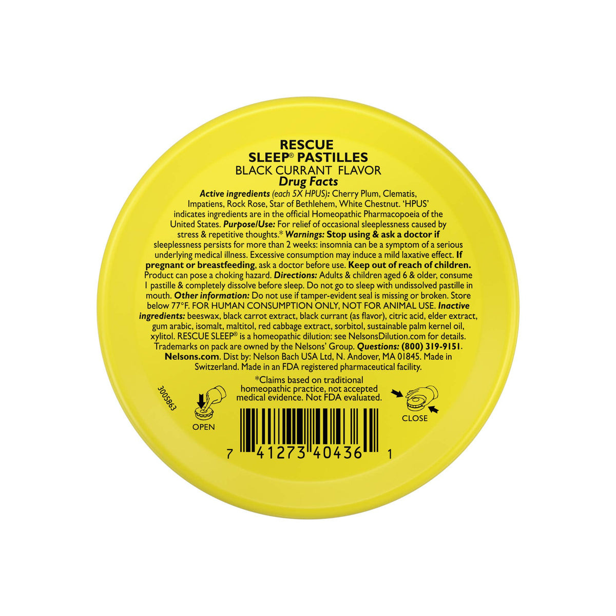 RESCUE Bach Sleep PASTILLES, Black Currant Flavor, Sleep Aid