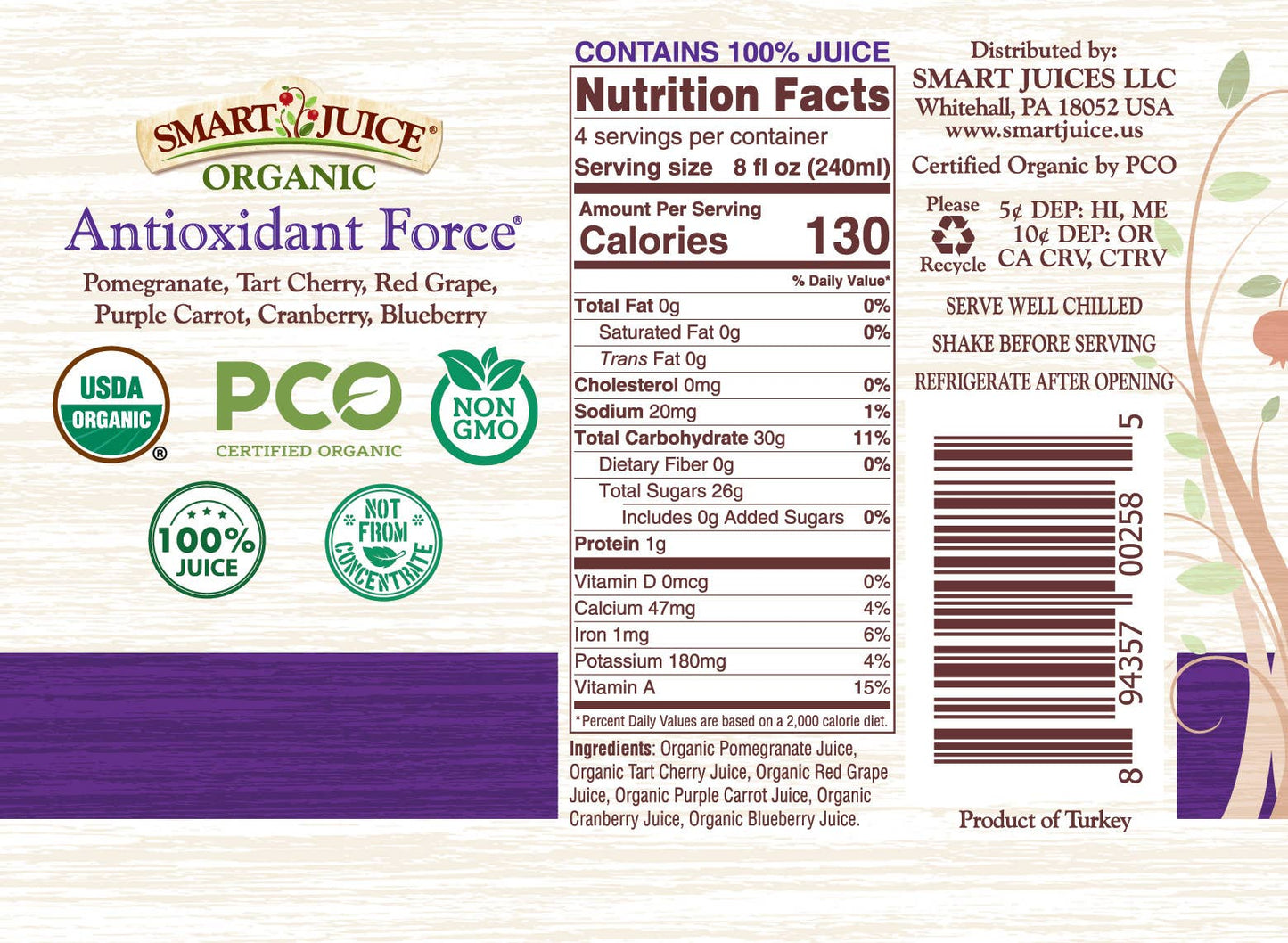 Organic Antioxidant Force Juice Blend