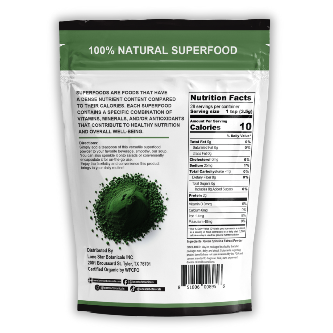 Organic Green Spirulina Extract Powder -- 3.52 oz