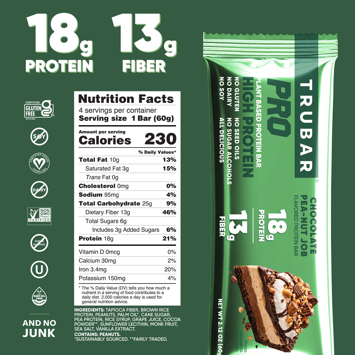 TRUBAR PRO Chocolate Pea-nut Job (12 bars per box)