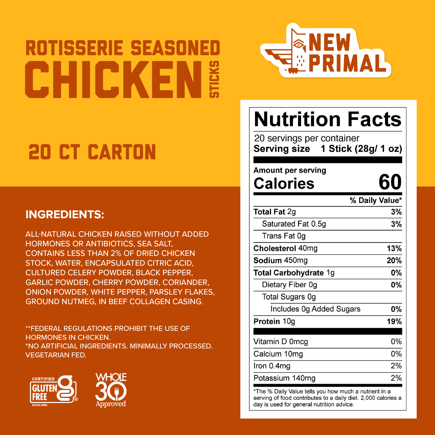 Rotisserie Seasoned Chicken Meat Sticks, Zero Sugar