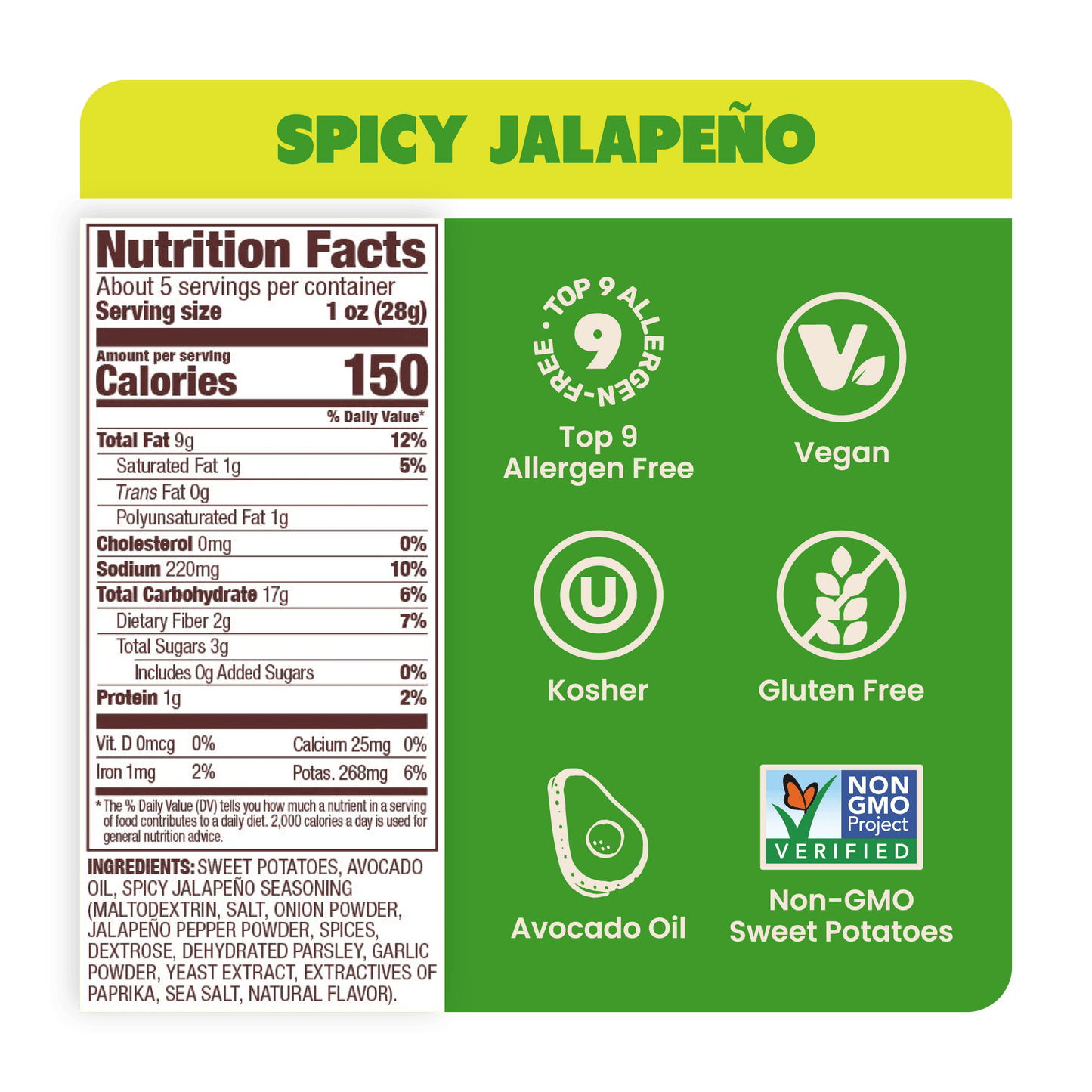 Variety Pack Sweet Potato Chips in Avocado Oil 5oz (Pack of 8)