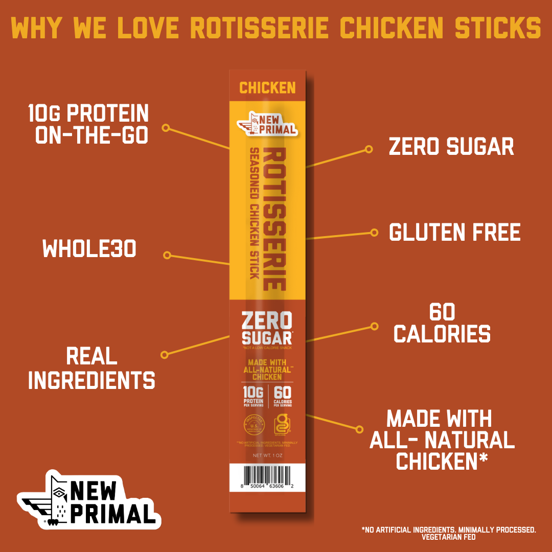 Rotisserie Seasoned Chicken Meat Sticks, Zero Sugar