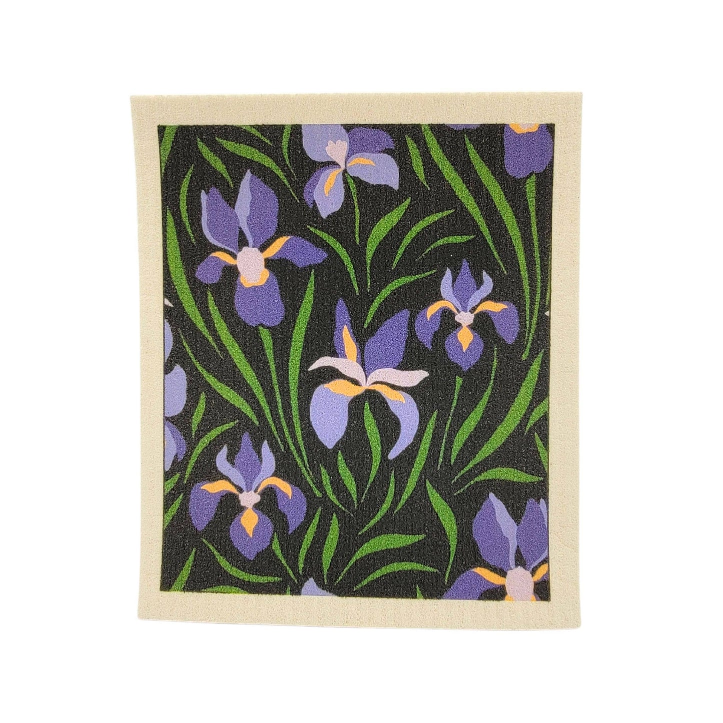 Purple Iris Pattern Swedish Dishcloth