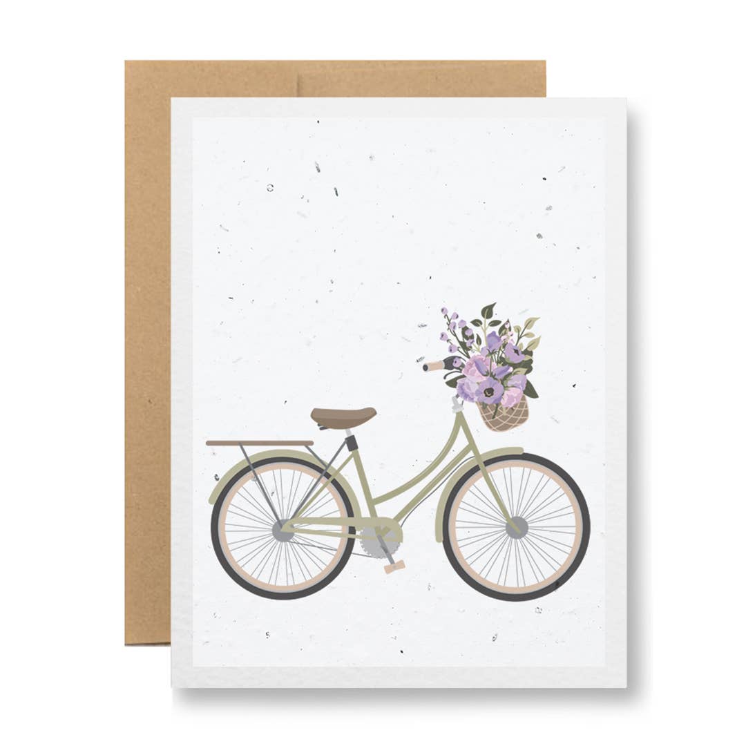 Seedy Card - {Bicycle with a basket of flowers}